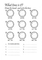 English Worksheet: Practice telling time with this worksheet