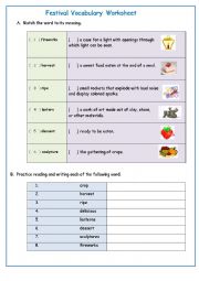 English Worksheet: Festival  Vocabulary 