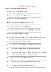 English Worksheet: Present Perfect vs Past Simple