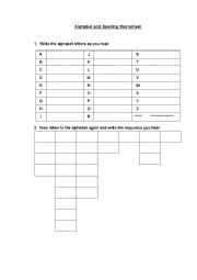 English Worksheet: THE ALPHABET AND SPELLING
