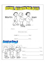 English Worksheet: BEFORE, BETWEEN AND AFTER