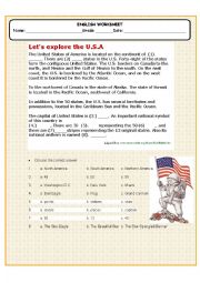 English Worksheet: READING U.S.A