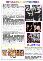 English Worksheet: Picture-based  conversation : topic 71 - gods vs celebrities