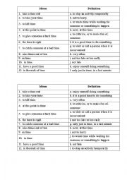 English Worksheet: Time Idioms