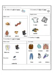 English Worksheet: seasonal clothes