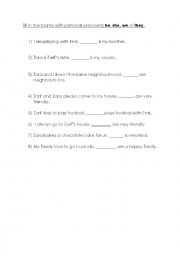 English Worksheet: Personal pronouns worksheet