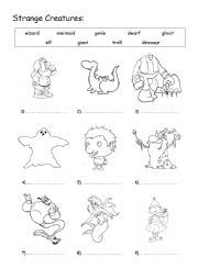 English Worksheet: Strange Creatures 1