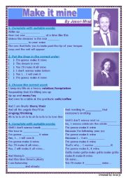 English Worksheet: Jason Mraz - Make it mine (song worksheet)  (gonna and future simple)