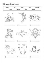 English Worksheet: Strange Creatures 2