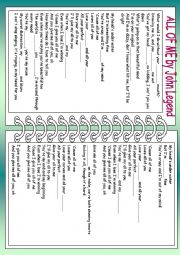 English Worksheet: All of  me by John Legend - listening activity