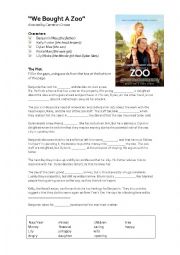 English Worksheet: We Bought A Zoo Post Viewing Worksheet