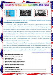 English Worksheet: CIVIL RIGHST MOVEMENT - ROSA PARKS