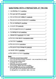 English Worksheet: END-PREPOSITION QUESTION PRACTICE WITH KEY