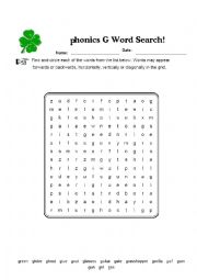 Phonics G Word search