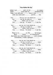 English Worksheet: You raise me up  lyrics
