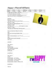 English Worksheet: Happy--Pharrel Williams