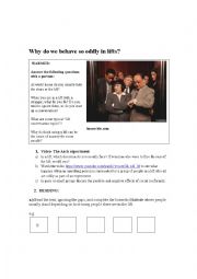 English Worksheet: READING, VIDEO, SPEAKING- Why do we behave so oddly in lifts?
