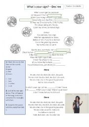 English Worksheet: Zodiac Song Task