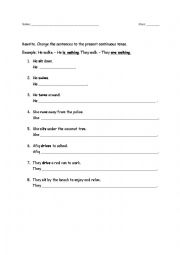 English Worksheet: Present Continuous Tense