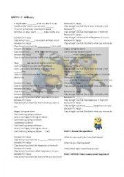 English Worksheet: song: happy