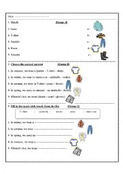 English Worksheet: seasonal clothes