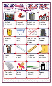 English Worksheet: American & British English