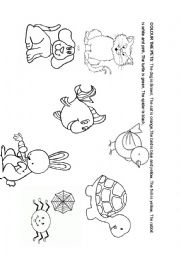 English Worksheet: colour the pets