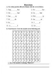 English Worksheet: Months and days