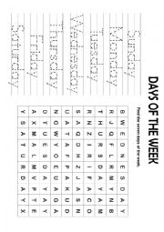 English Worksheet: Days of the week