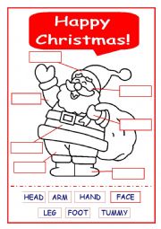 English Worksheet: SANTA and body parts