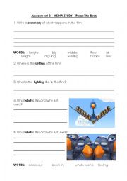 English Worksheet: Assessment 2  MEDIA STUDY  Pixar: The Birds