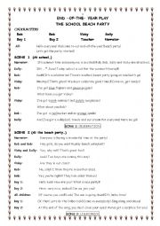 English Worksheet: END-OF-THE-YEAR SUMMER PALY - THE SCHOOL BEACH PARTY