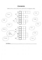 English Worksheet: Irregular verbs crossword 