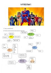 English Worksheet: vocab physical description and superheroes