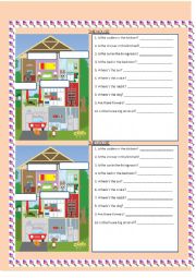 English Worksheet: The house - name the parts of the house and answer simple 