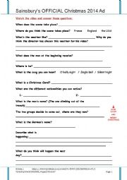 English Worksheet: Sainsbury ad for Christmas 2014