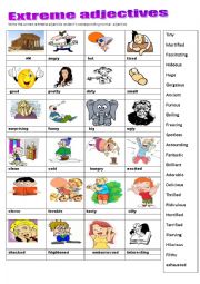 English Worksheet: extreme adjectives