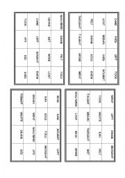 English Worksheet: PAST TENSE BINGO