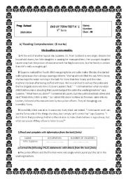 English Worksheet: End of term test n 1 9th form