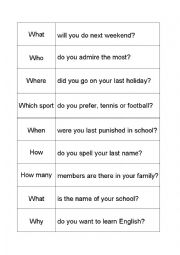 English Worksheet: Wh- question word matching 