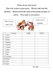 English Worksheet: Where do you want to go?