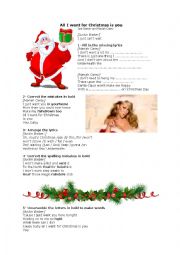 English Worksheet: All I want for Christmas is you - Mariah and Justin