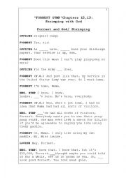 English Worksheet: Forrest Gump Chapters 12,13 Movie Script Gap fill