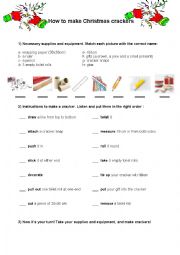 English Worksheet: How to make crackers - tutorial for kids