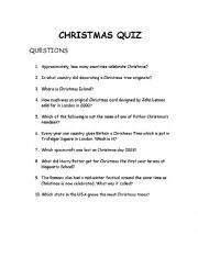 English Worksheet: Christmas Quiz