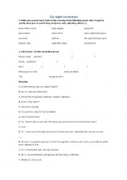 English Worksheet: Eye sight vocabulary