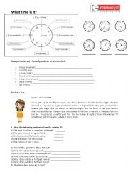 English Worksheet: What time is it?