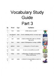 English Worksheet: Diary of a Wimpy Kid Vocabulary Part 3 of 3