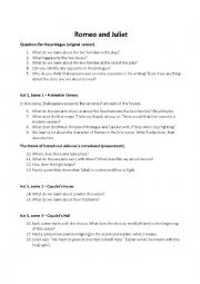 English Worksheet: Romeo and Juliet