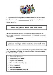 English Worksheet: Reporting Verbs